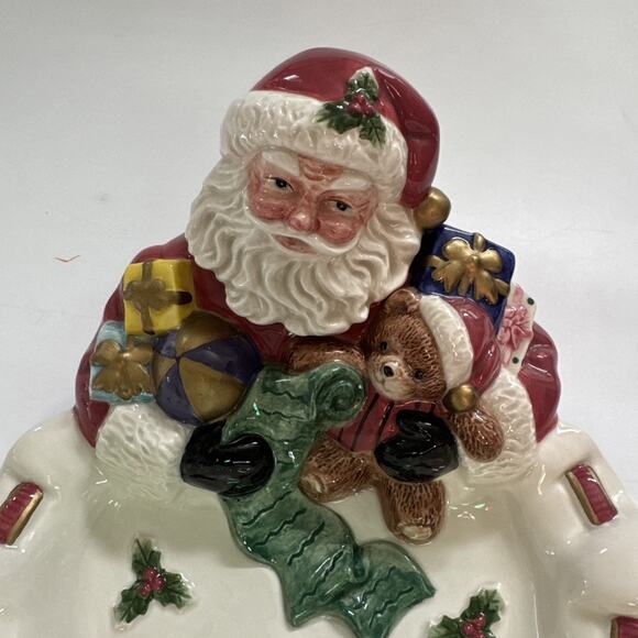 VINTAGE Fitz and Floyd Candy Dish Santa Toyland Christmas Holiday Decor - Picture 2 of 10